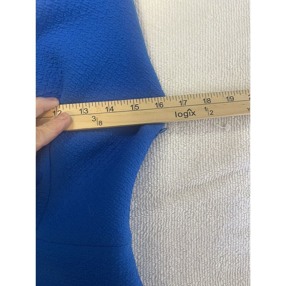Sandro‎ Paris V Neck Fit To Flare Ruffle Dress Bright Blue Textured Size 1 NWT - Picture 11 of 16